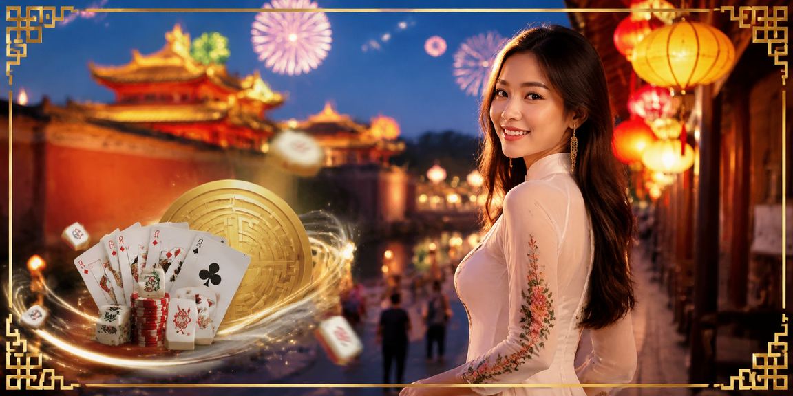 Nhóm bạn chơi bài tại chợ đêm Huế